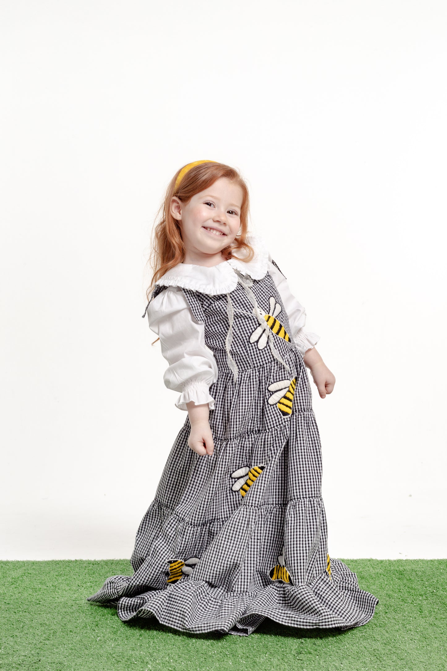 Vestido Amanda Abelhinhas Mini - vichy preto