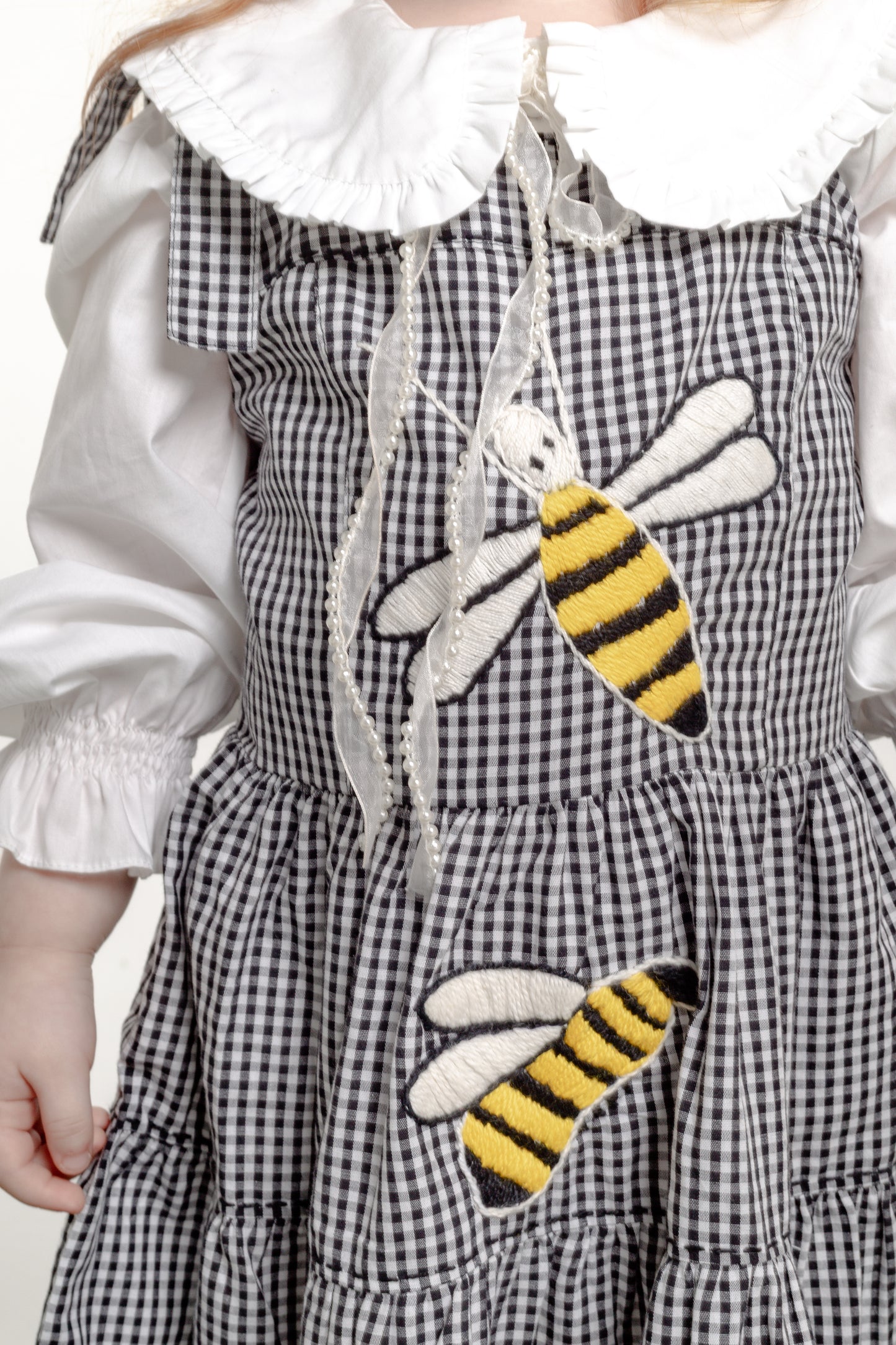 Vestido Amanda Abelhinhas Mini - vichy preto