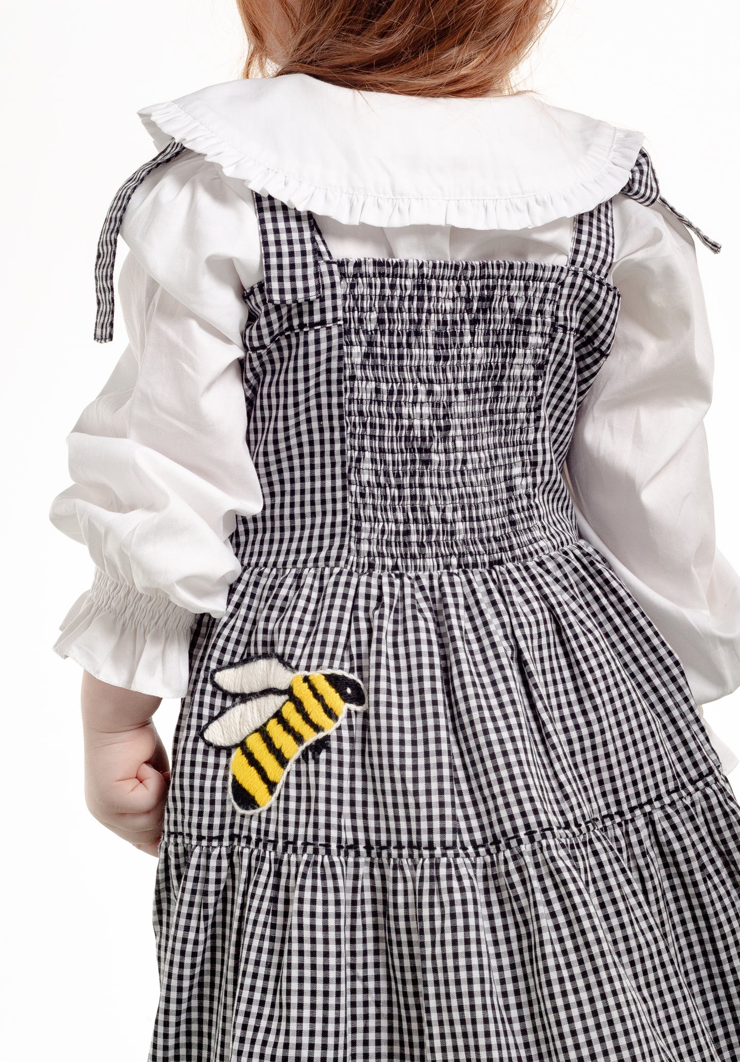 Vestido Amanda Abelhinhas Mini - vichy preto