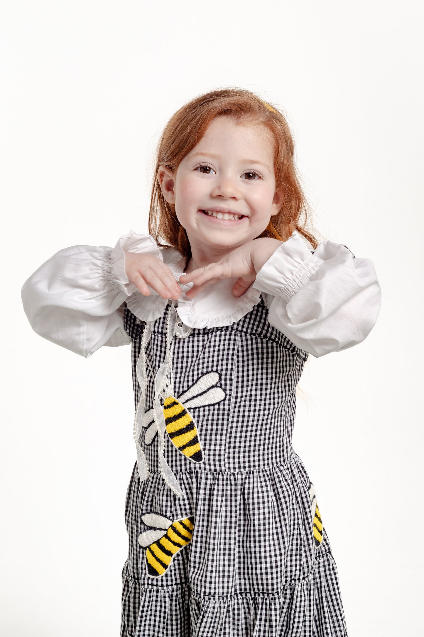 Vestido Amanda Abelhinhas Mini - vichy preto