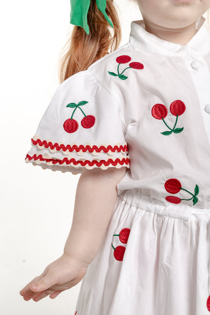 Vestido Frida Cereja Mini - branco
