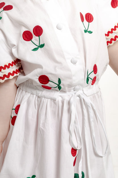 Vestido Frida Cereja Mini - branco