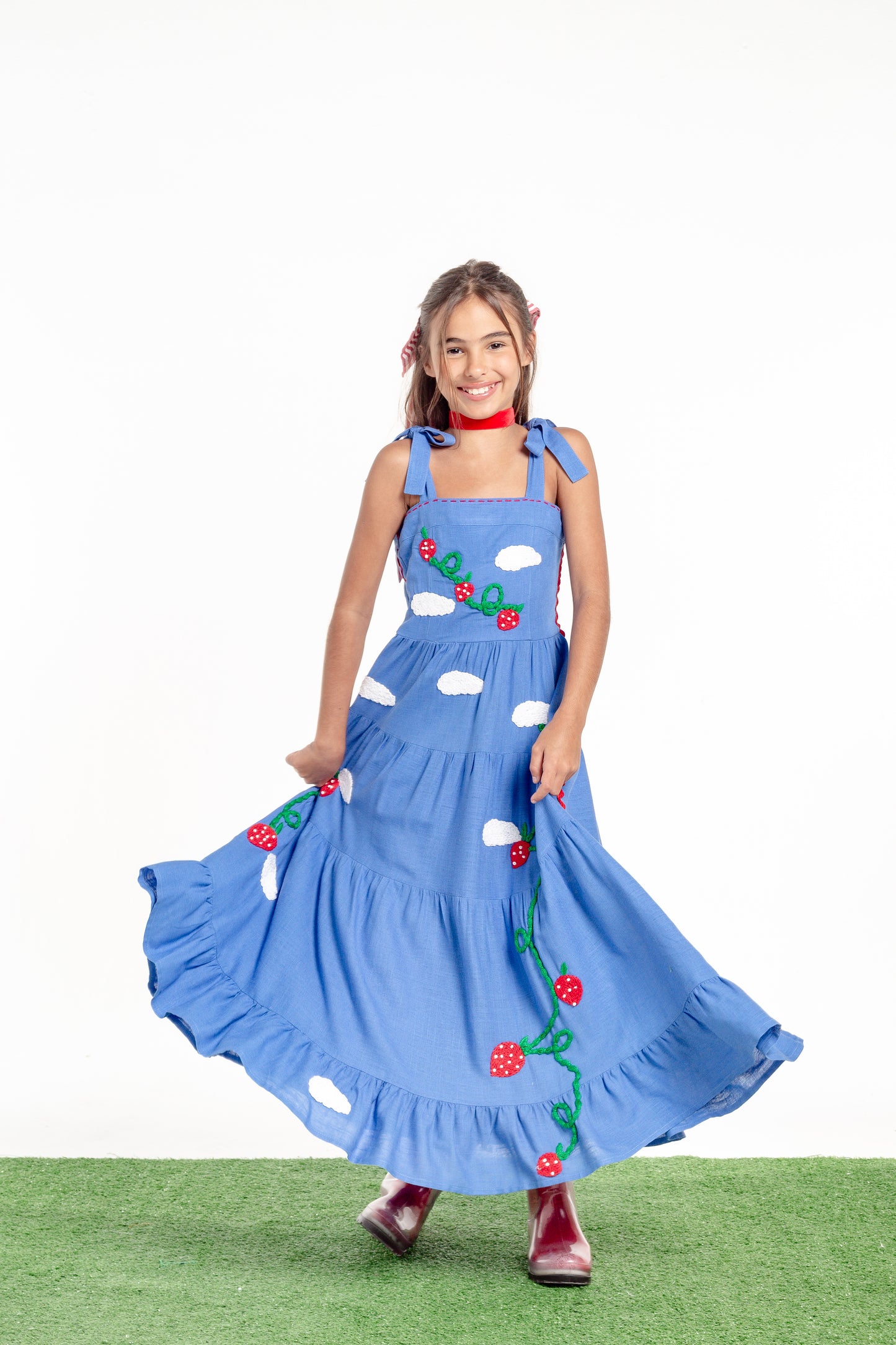 Vestido Amanda Semear Mini - azul médio