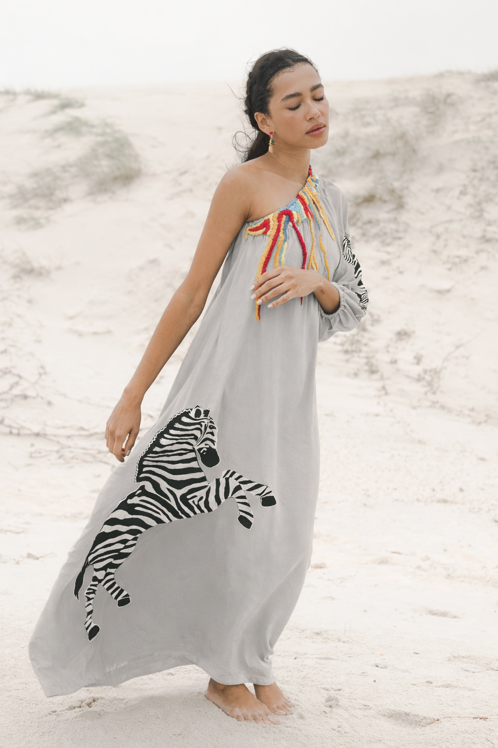 Vestido África Zebra - cinza