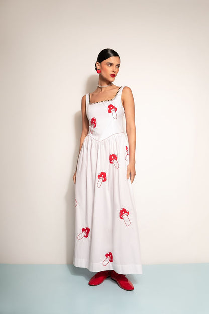 Vestido Prosperidade Cogumelo - branco