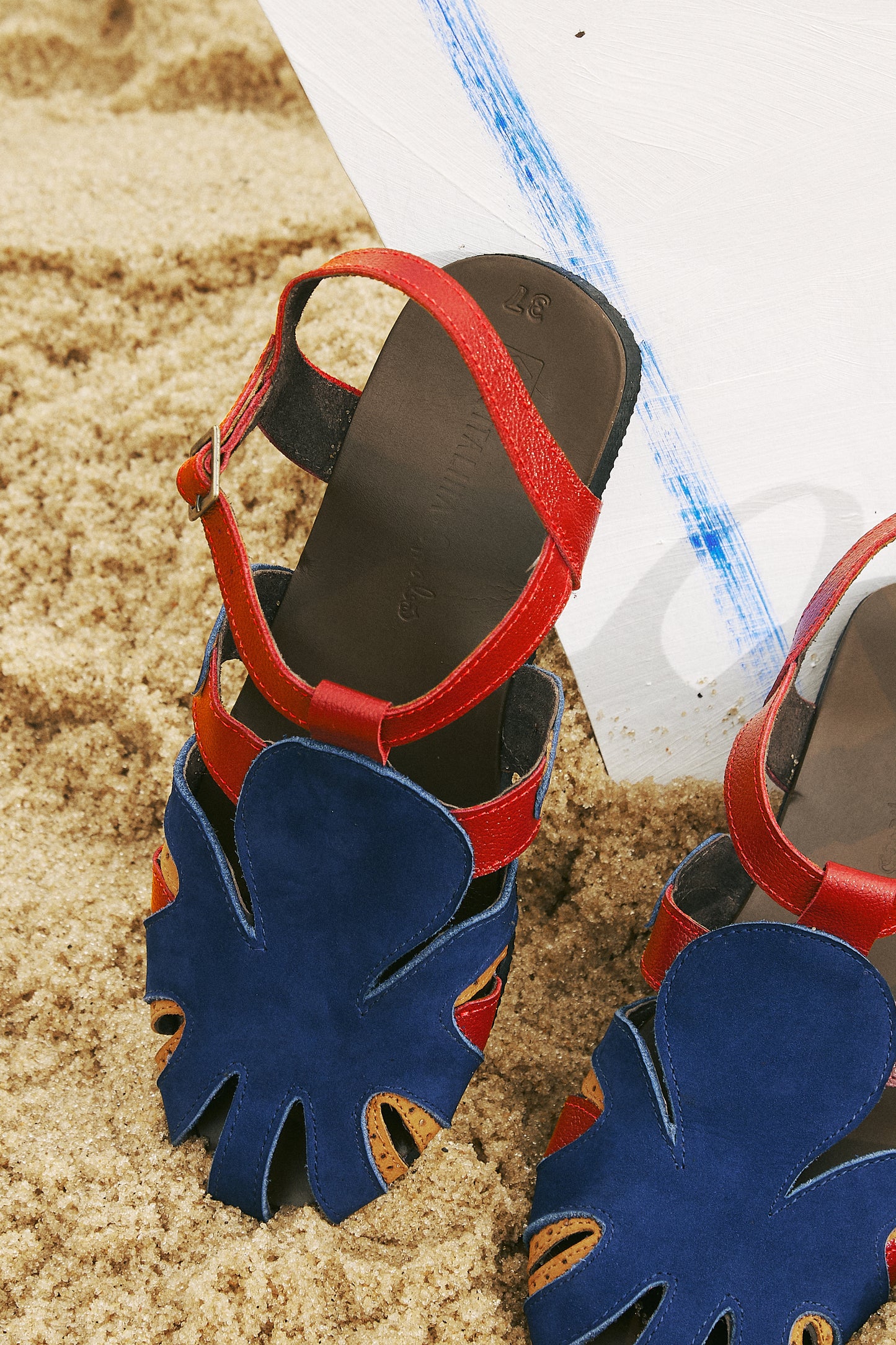 Sandália Polvo - azul/vermelho