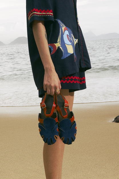 Sandália Polvo - azul/vermelho