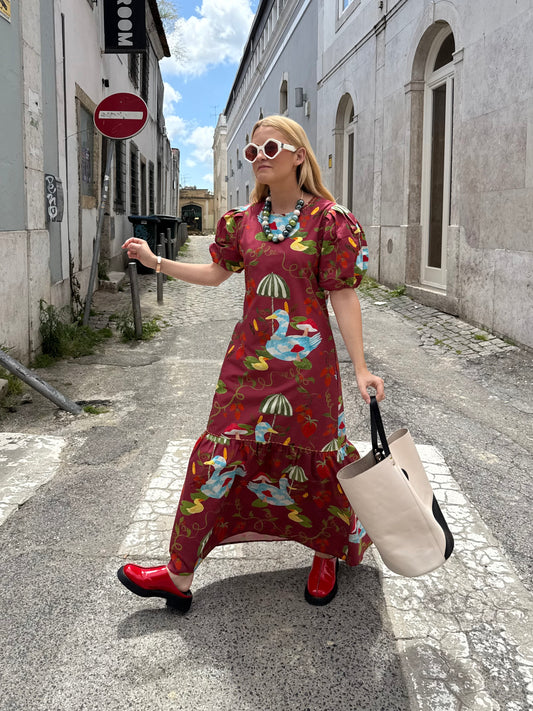 Vestido Caetana Patinhos - vinho