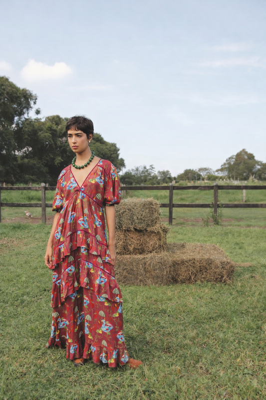 Vestido Afeto Patinhos - vinho