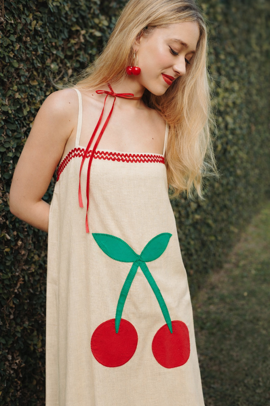 Vestido Manu Cereja - cru