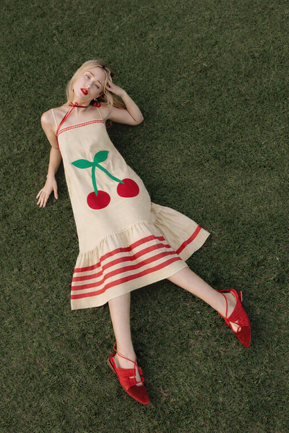 Vestido Manu Cereja - cru