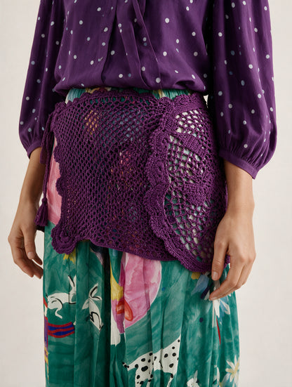 Saia Crochê Laço - roxo