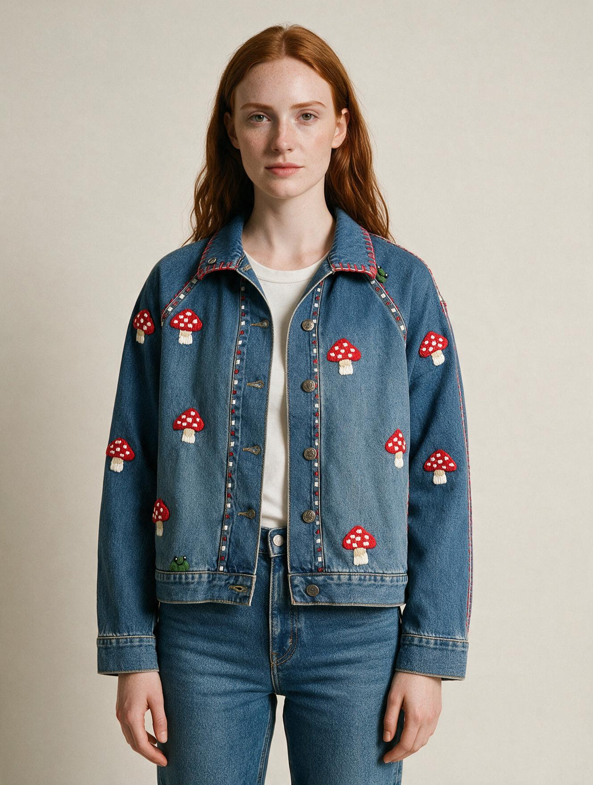 Jaqueta Cogumelo - jeans médio