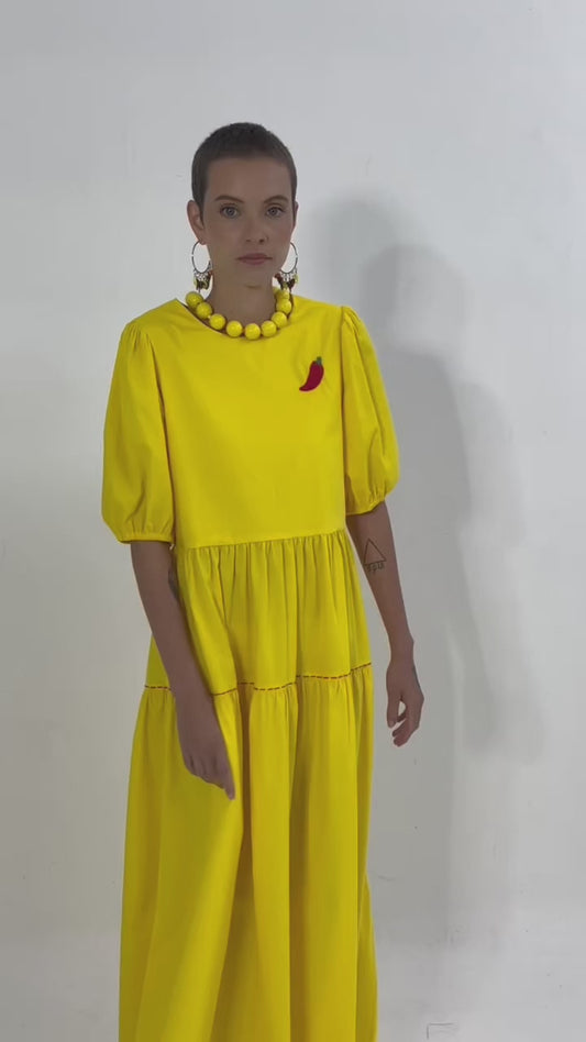 Vestido Coração - amarelo