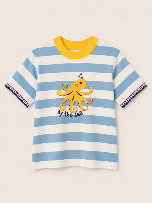 T-Shirt Polvo - listrado azul