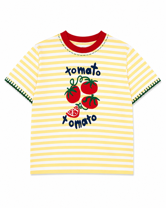 T-Shirt Tomates - listrado amarelo